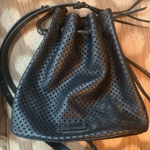 Rebecca minkoff star perforated bucket bag in black